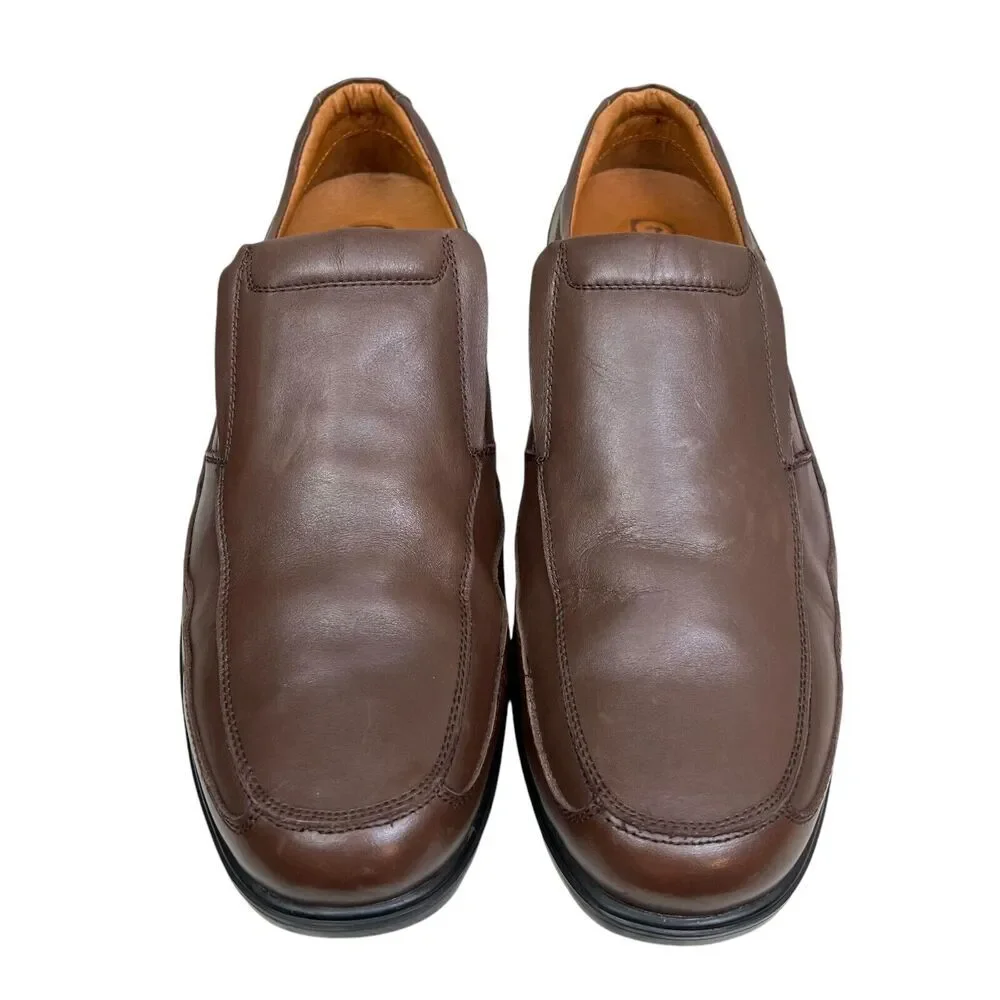 Gravity Defyer Mens Loafers Marseille II Brown Leather Cushioned Footbed Sz‎ 15